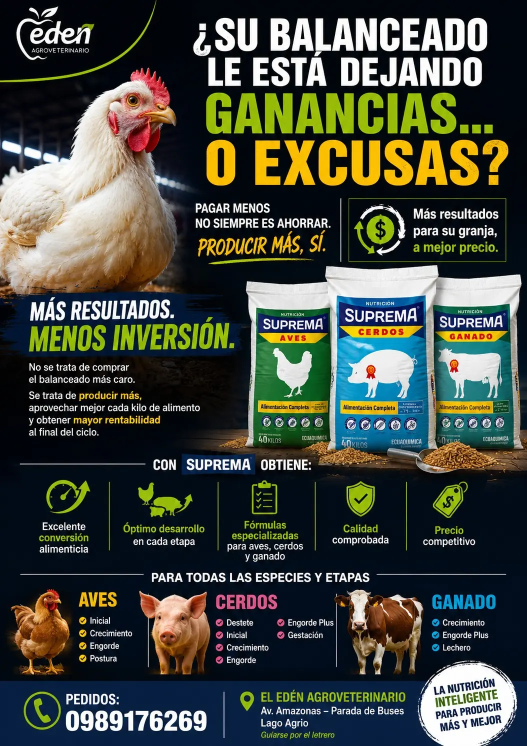 Catálogo Agro Edén-Corp. SAS N.° 15: productos de balanceados y agroinsumos, Lago Agrio